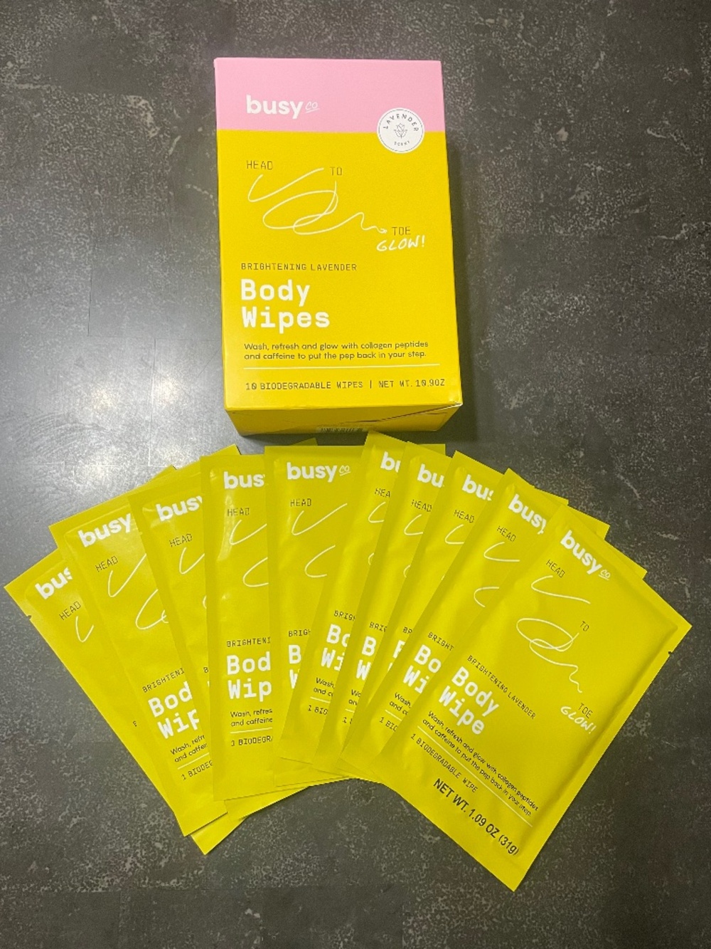 Busy Co. Brightening Lavender Scent 100% Biodegradable Body Wipes - 10 pack